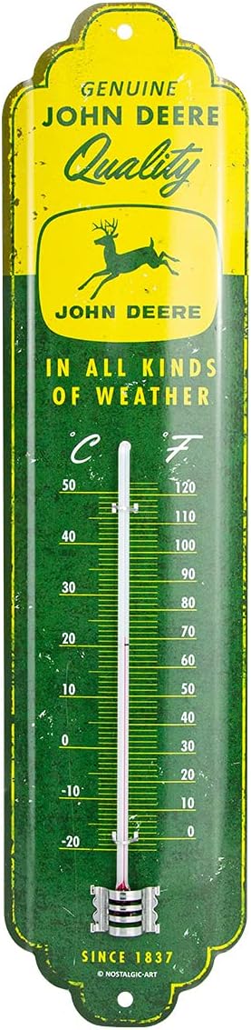 Nostalgic-Art John Deere-All Kinds of Weather-Gift Idea for Tractor Fans, Made of metal, Vintage Design, 7 x 28 cm