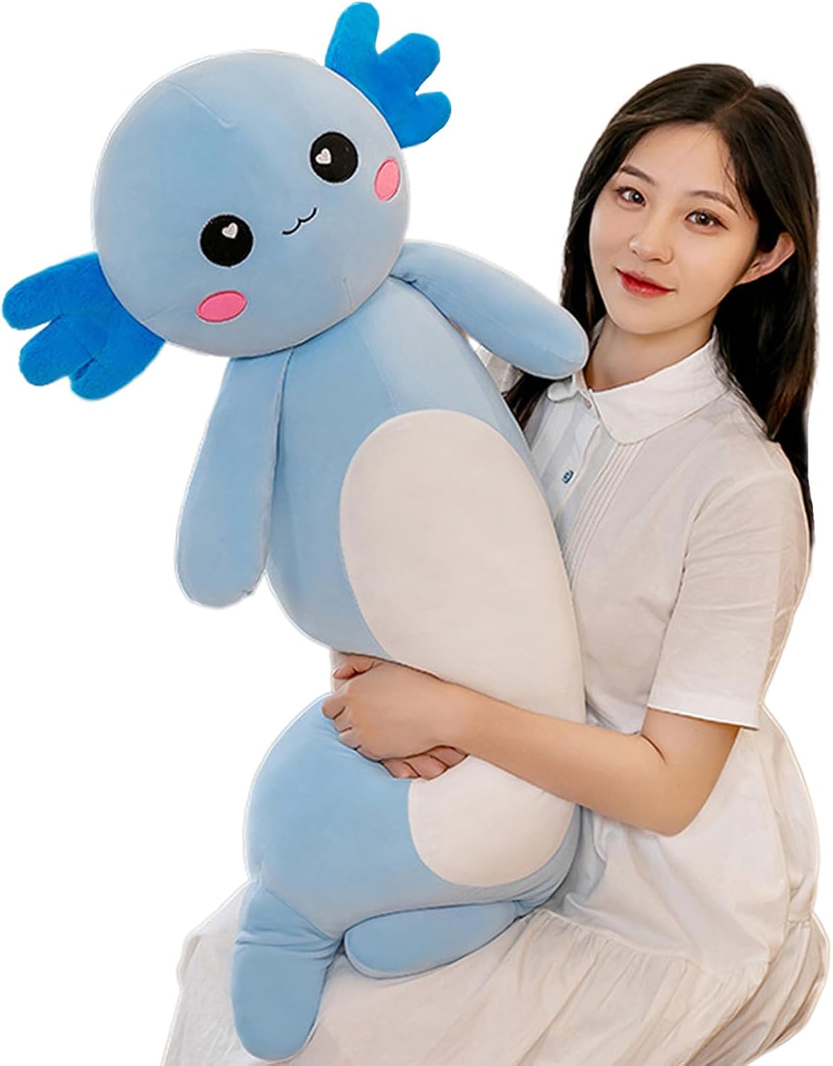 Long Axolotl Plush Pillow, Cute Axolotl Stuffed Animal Body Plush Soft Plushies Doll Toy for Girls Boys(80cm/31.49inch,Blue)