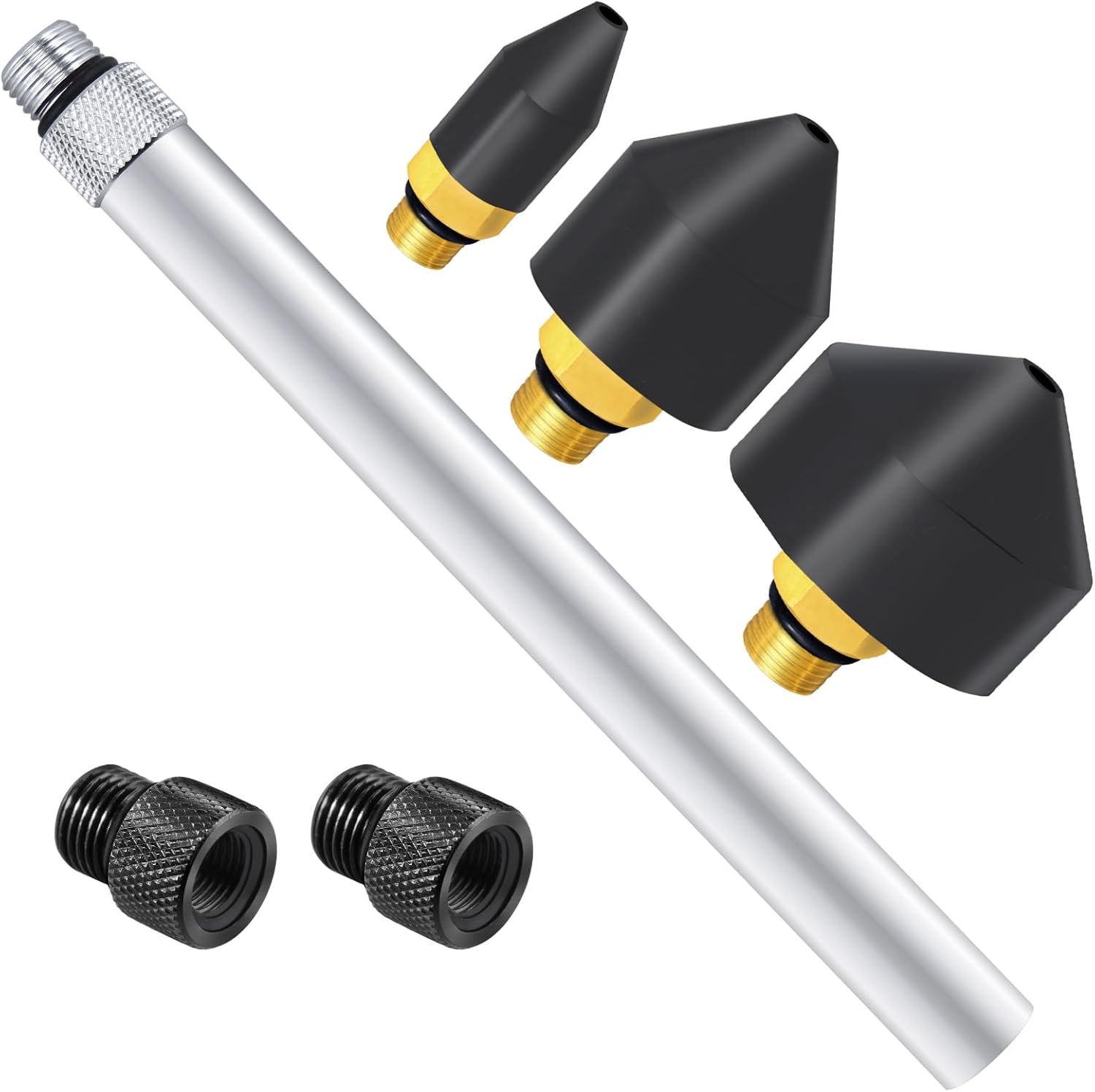 Air Hose Nozzle 1/8 inch for Air Blow Gun, 6 Pieces Rubber Air Compressor Nozzle including 1/2 Inch Adapters and Extension Bar, Air Compressor Attachments for Air Blow Gun