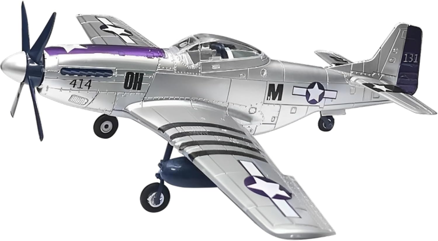 gzpynsgaoh P-51 Mustang Fighter Jet-World War II Classic Airplane, 1:48 Military Enthusiast Plastic Fighter Assembly Model,4D Model Airplane kit. (Purple Silver)