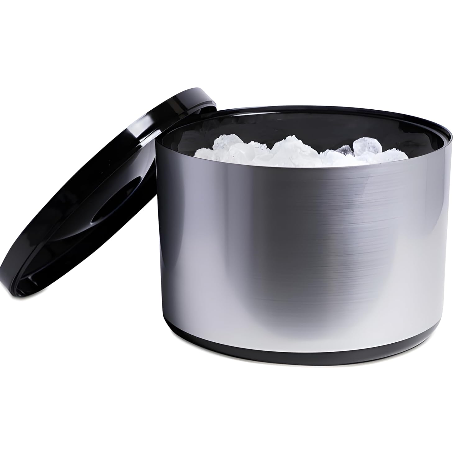 Drinkstuff DS38231 10 Litre Plastic Ice Bucket Brushed Aluminium Effect Ice Cube Bucket, Large Ice Bucket, Party Ice Bucket