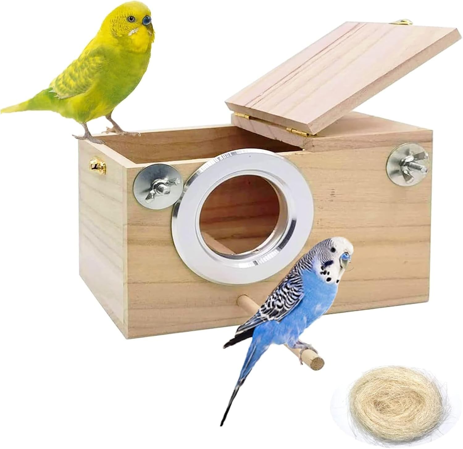 kathson Parakeet Nesting Box,Wood Bird Nest House for Cage,Parrots Breeding Mating Boxes,Budgie Nesting Box for Lovebirds,Finch,Canary,Small-Sized Birds（S）