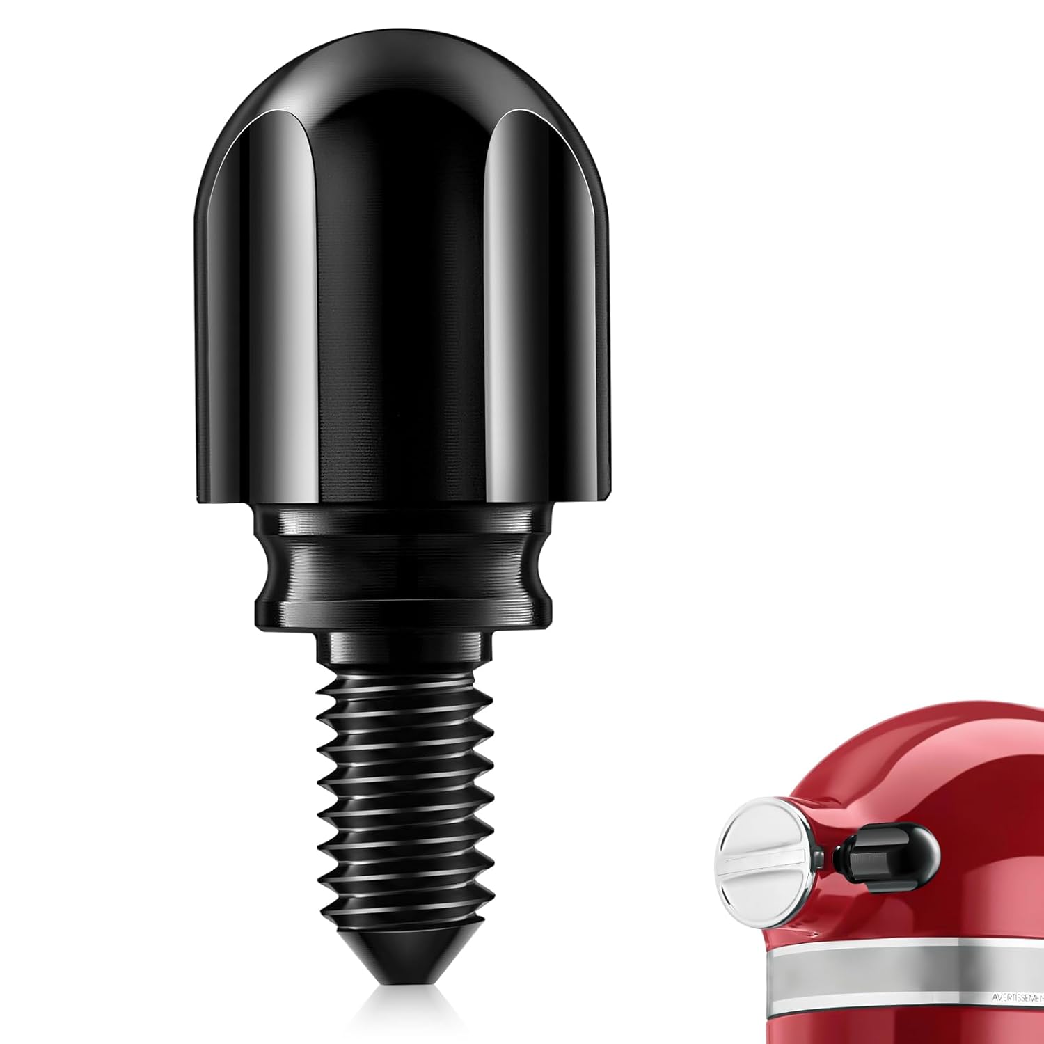 Attachment Knob Thumb Screw fit for KitchenAid Mixers, Upgraded 6061 Aluminum Long Screw Head Knob Replacement Parts, Replaces 9709194, 4162142, 240374 etc, Black