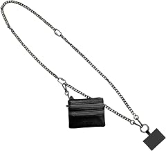 Phone Strap with Zippered Pouch, Crossbody Cell Phone Strap, Adjustable Clip and Go Phone Strap with Wallet, Crossbody Phone Strap for All Occasions (Black)