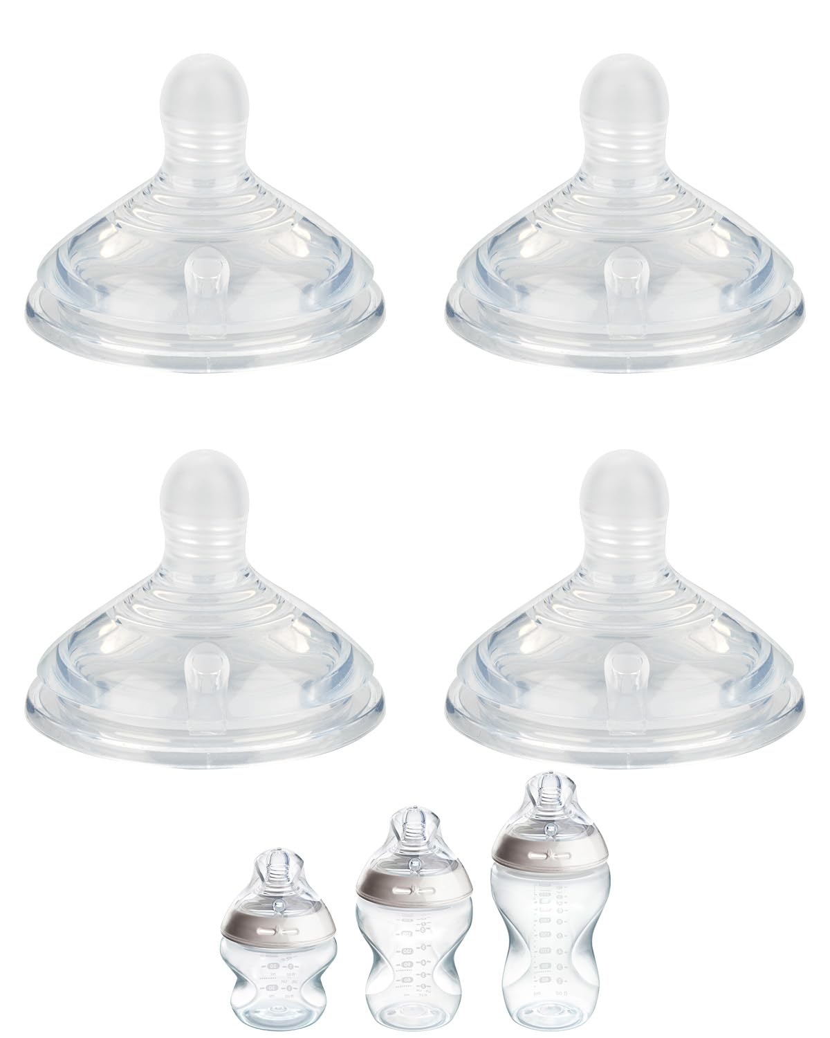 Silicone Nipple (M) for Tommee Tippee Natural Start Anti-Colic Baby Bottles, Medium Flow, 3m+, 4 Count