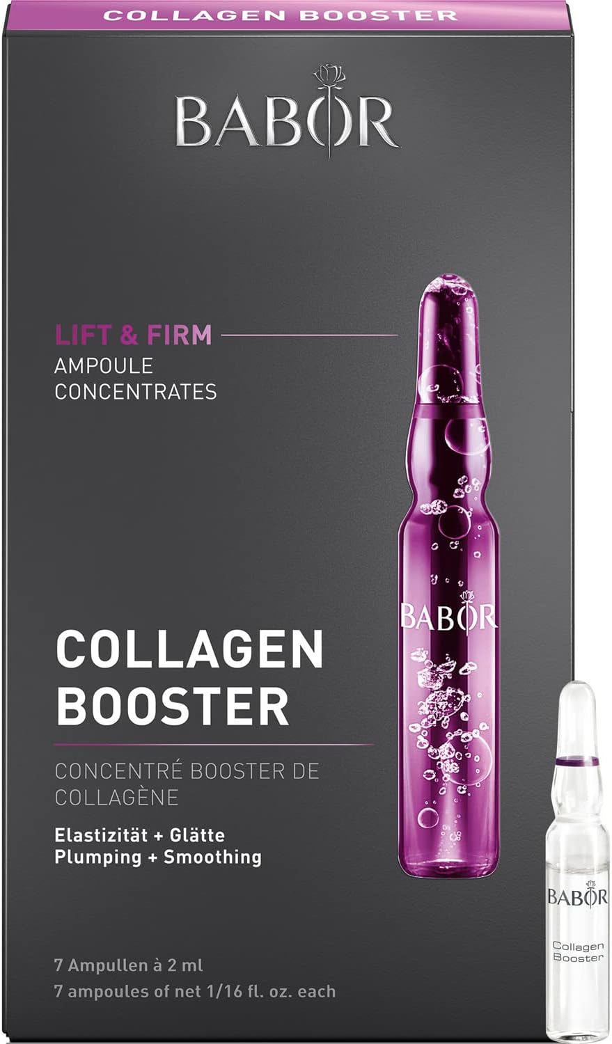 BABOR Collagen Booster Anti-Aging Serum Ampoules for the Face, with Tripeptides for Increased Elasticity and Smoothness, Vegan Formula, 7 x 2 ml Concentrated Ampoules