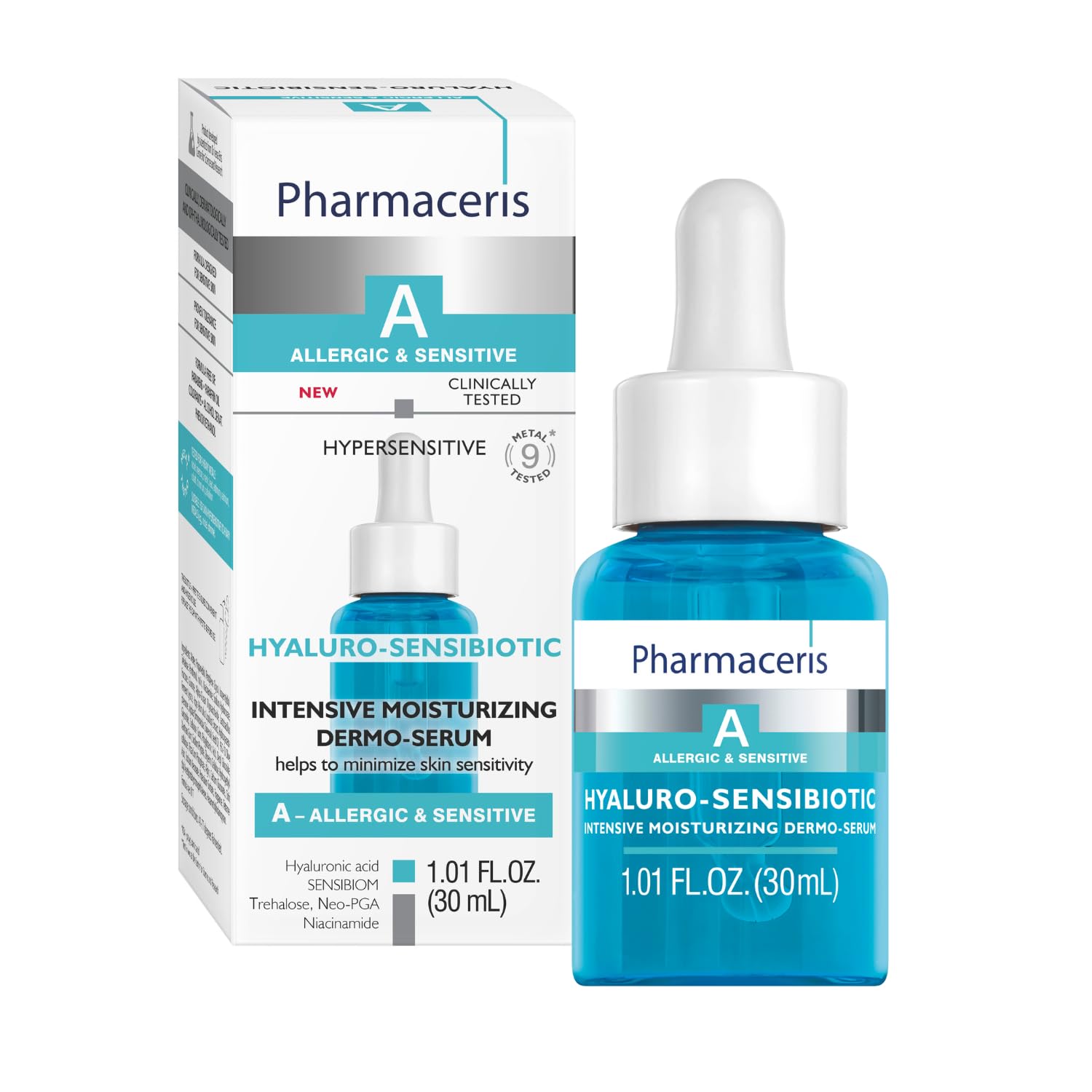 Intensive Moisturizing Serum - Instant Hydration Hyaluronic Acid, Prebiotic & Niacinamide Light Weight Moisturizer for Glow Skin, HYALURO-SENSIBIOTIC