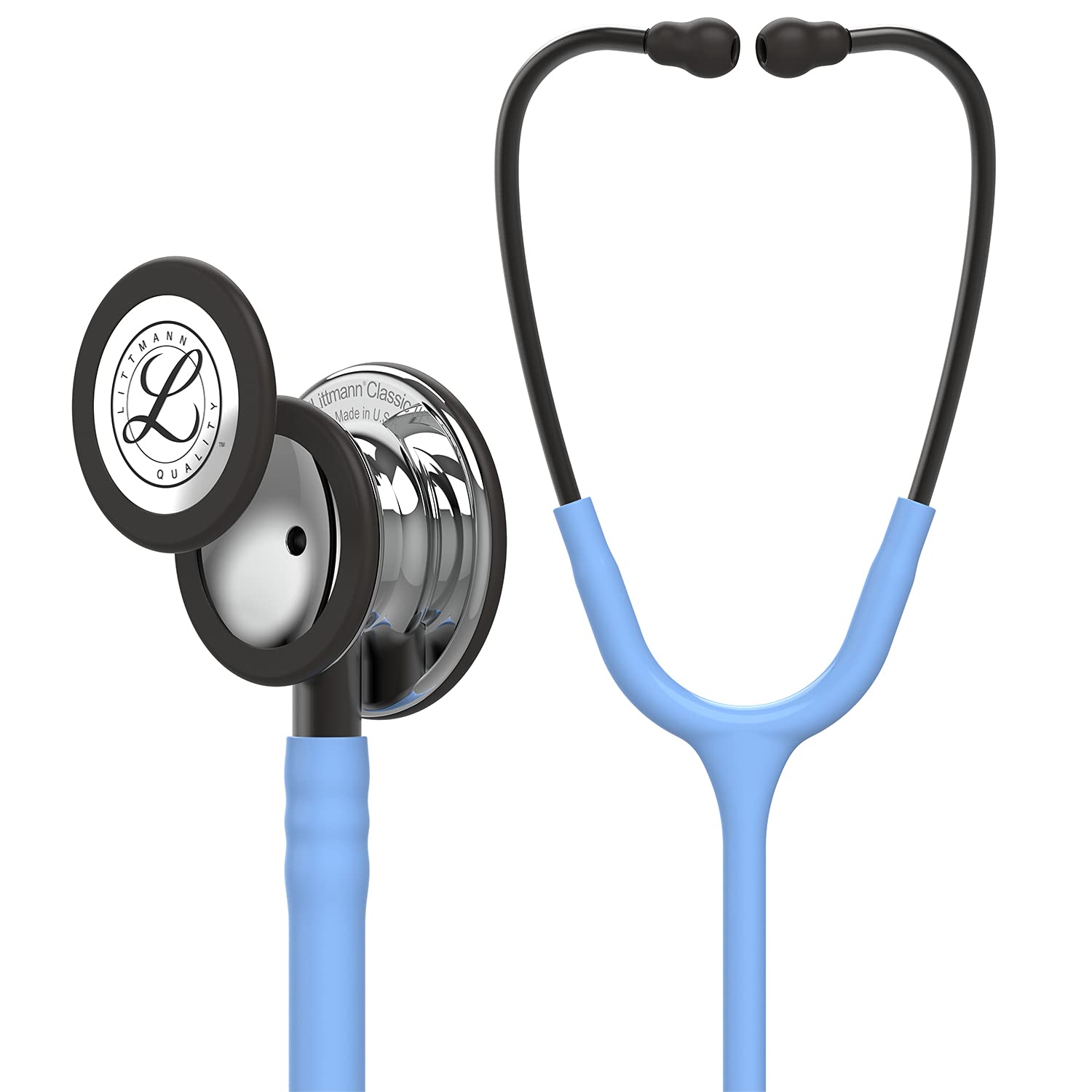3M Littmann Classic III Monitoring Stethoscope, 5959, More Than 2X as Loud, Weighs Less, Stainless Steel Mirror-Finish Chestpiece, 27" Ceil Blue Tube, Smoke Stem, and Headset