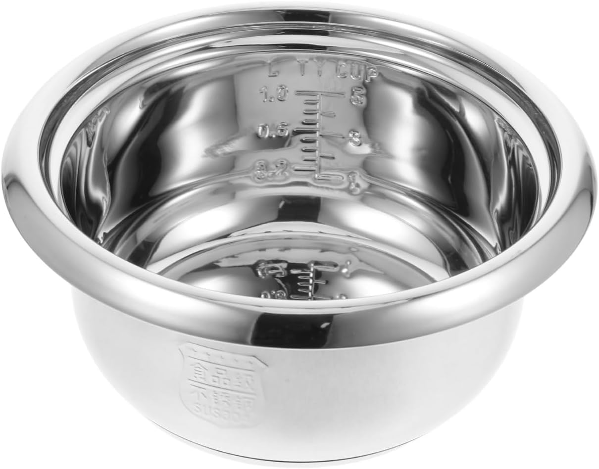 Mobestech Stainless Steel Rice Cooker Inner Pot 23Cm Replacement Bowl for 1.8L Electric Rice Cookers Compatible with Various Brands for Cooking Steaming and Porridge