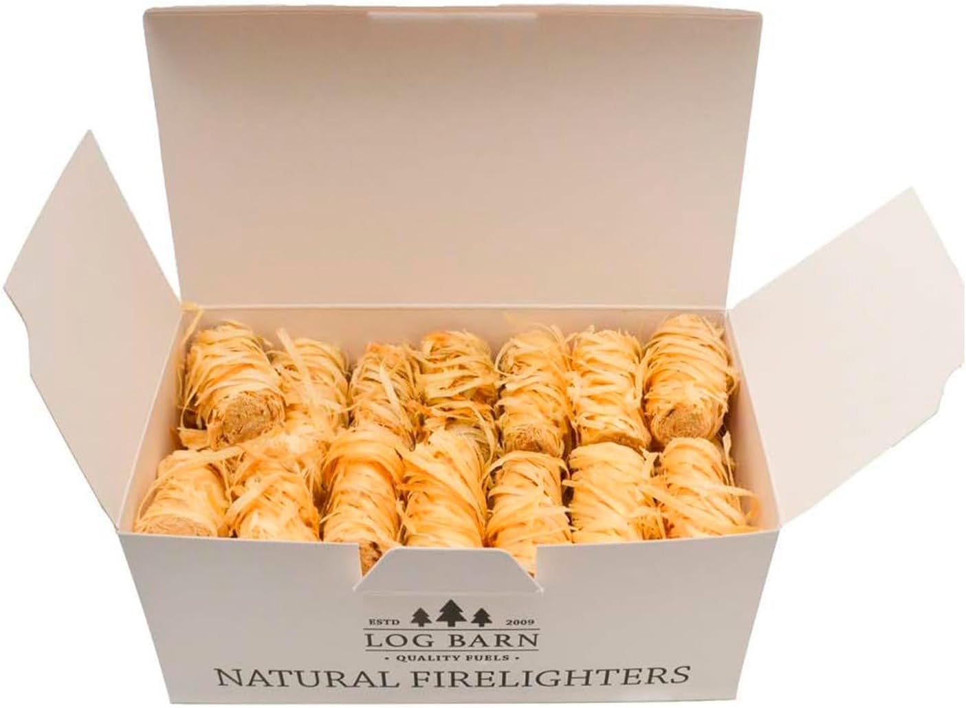 Log Barn Natural Firelighters (Box of 40). Natural Fire Lighters for Wood Burners, Pizza Ovens & Open Fires. BBQ Lighters, Fire Starters for Log Burners – Genuine Log Barn Fire Wood & Eco Firelighters