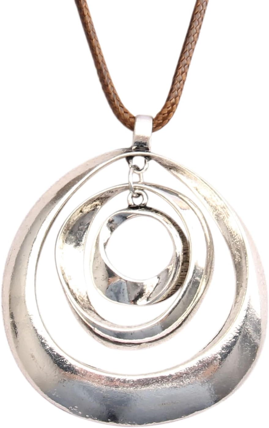 COOLLA Necklace Vintage Boho Style Multilayer Pendant Long Sweater Necklace Jewelry for Women Men with Adjustable Cord