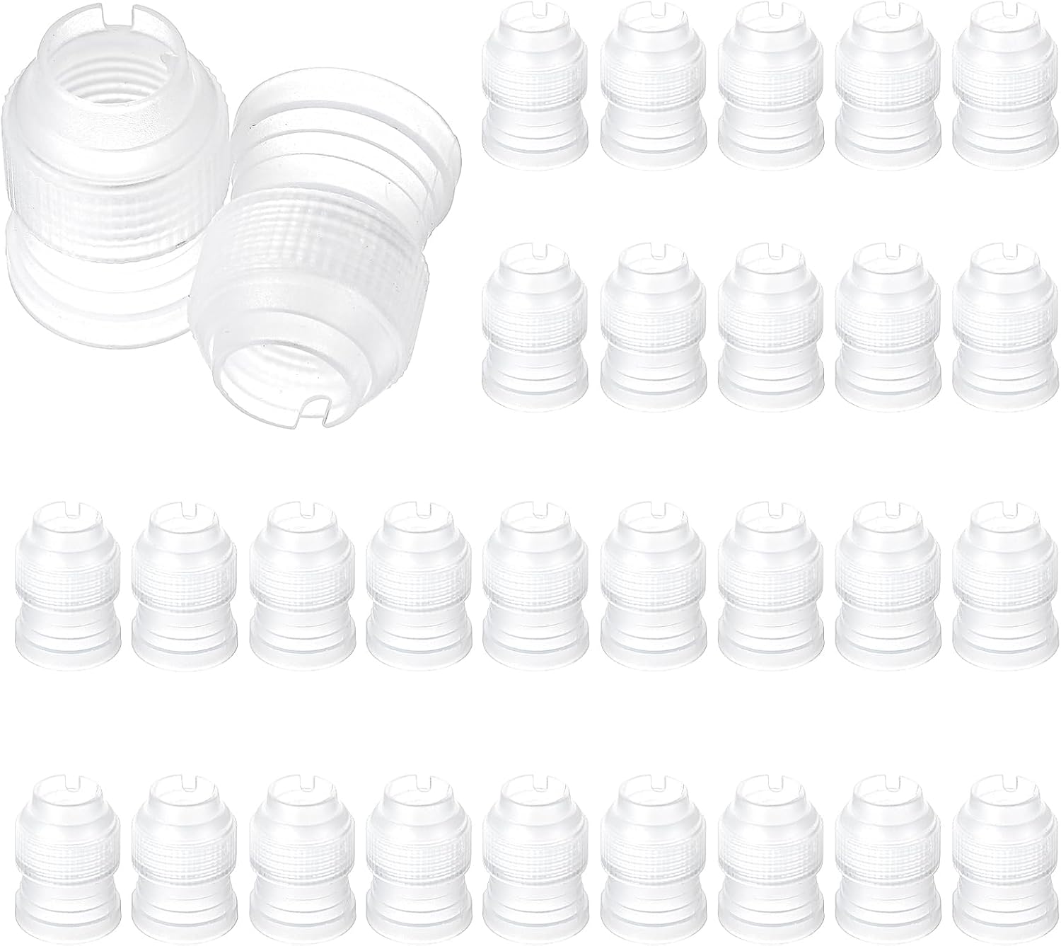 30 Pack Standard Couplers for Piping Bags, Transparent Cake Decorating Tips, Cake Tips for Decorating Baking Tools, Essential Cakes Decoratings Supplies for Frosting Icing Nozzle (1.1 x 0.78 Inch)