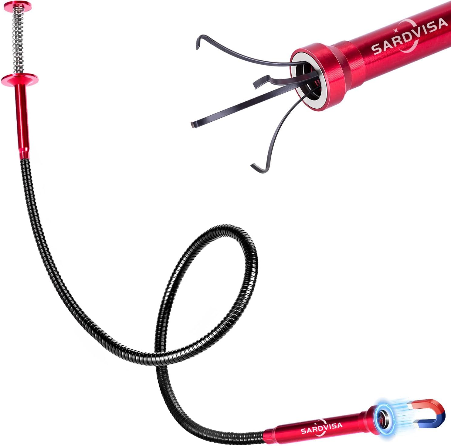24-Inch Flexible Magnetic Pickup Tool with 4 Claw Grabber