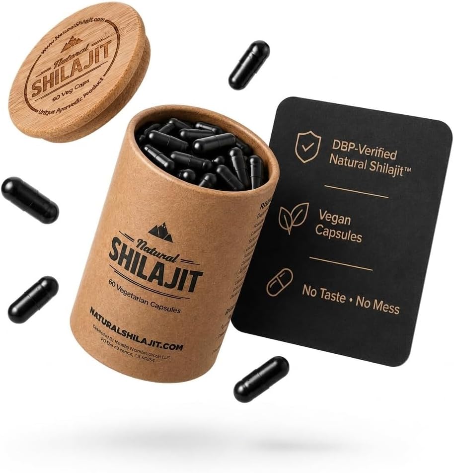 NATURAL SHILAJIT Capsules (2 Months Supply) - 60 Count - Shilajit for Men & Women with Fulvic Acid & Trace Minerals, Plant Based Nutrients for Energy, Immune Support & Vitality