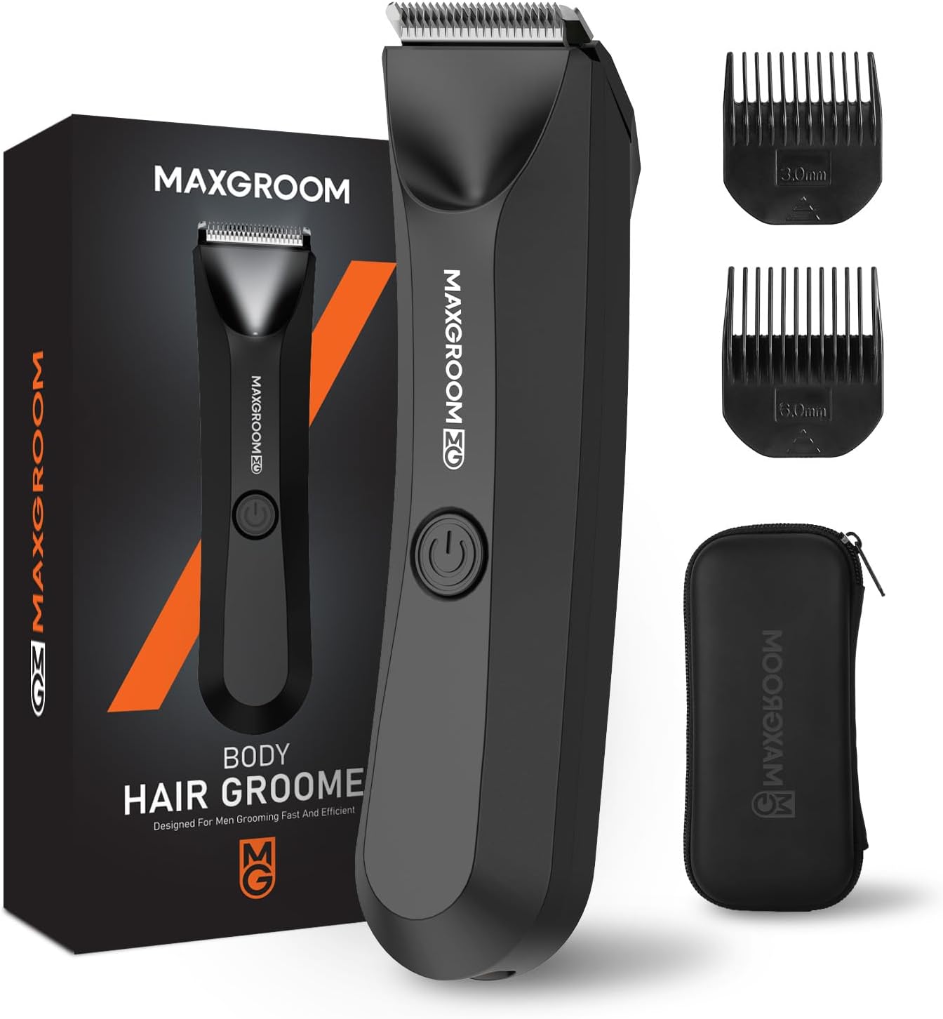 Maxgroom ManScape Body Hair Trimmer Men, Electric Razor for Pubic Hair, Ball Shaver with Stored Case, IPX7 Waterproof Body Groomer for Private Parts (Black)