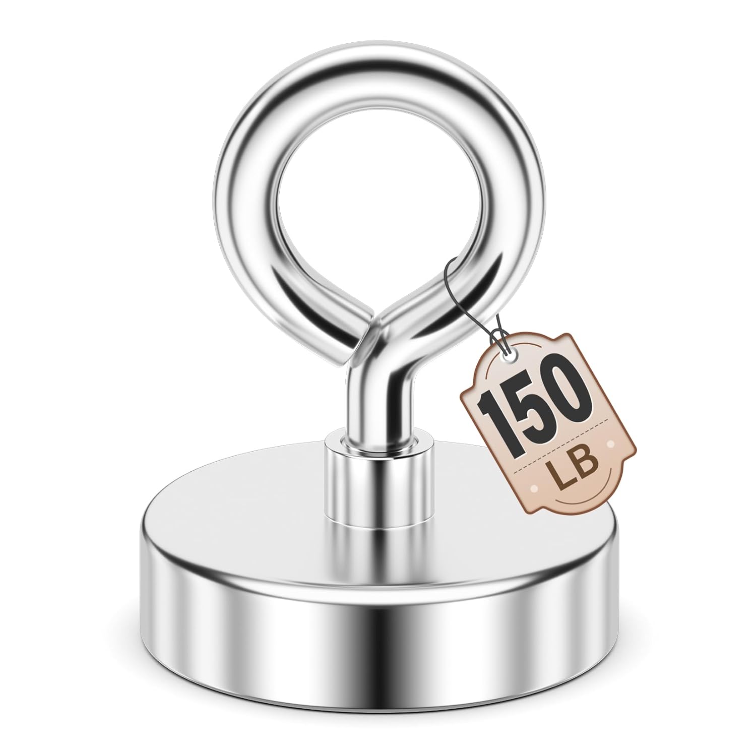 FINDMAG Neodymium Fishing Magnets, 150 LBS Pulling Force Neodymium Rare Earth Magnet with Lifting Eye-Bolt, Super Strong Round Magnet for Retrieving Items in Lake, Beach, Lawn 1.42’’(36mm)