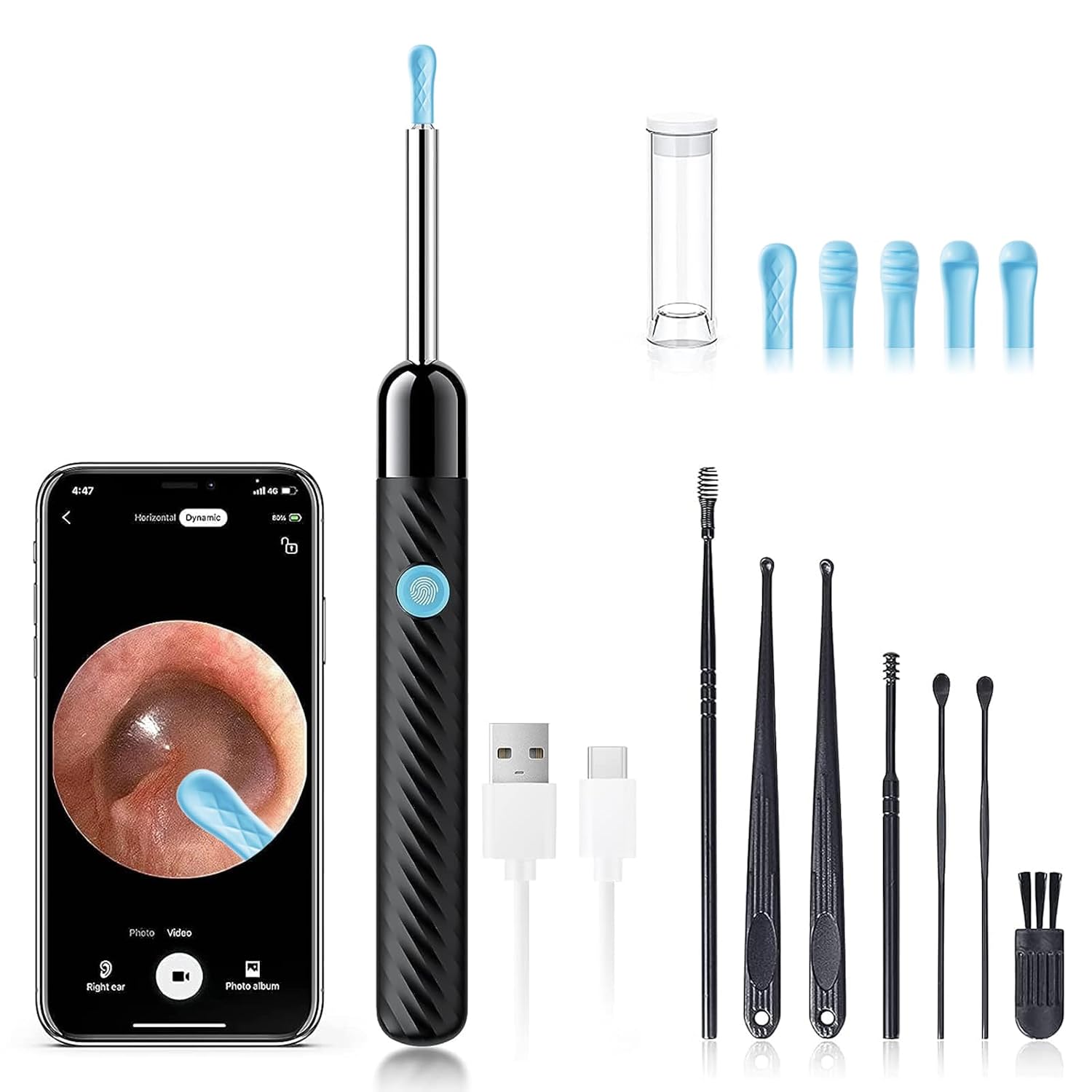 LEIPUT Ear Wax Removal - Ear Cleaner with 1080P Camera - FSA&HSA Black