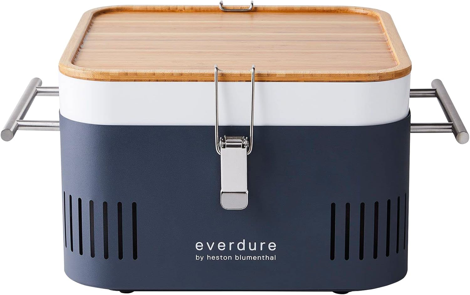 Everdure CUBE Portable Charcoal Grill, Tabletop BBQ, Perfect Tailgate, Beach, Patio, or Camping Grill, Lightweight & Compact Small Grill with Preparation Board & Food Storage Tray, Graphite