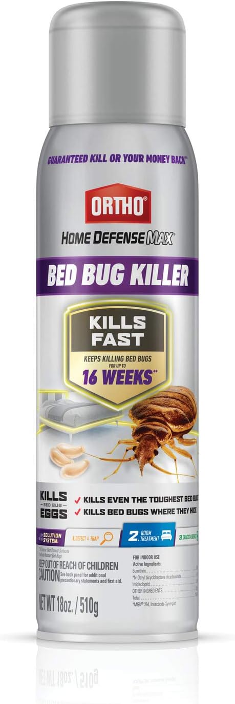 Ortho Home Defense Max Bed Bug Killer Spray - Bed Bug Spray for Home, Also Kills Fleas & Brown Dog Ticks, Spot Treatment, 18 oz.