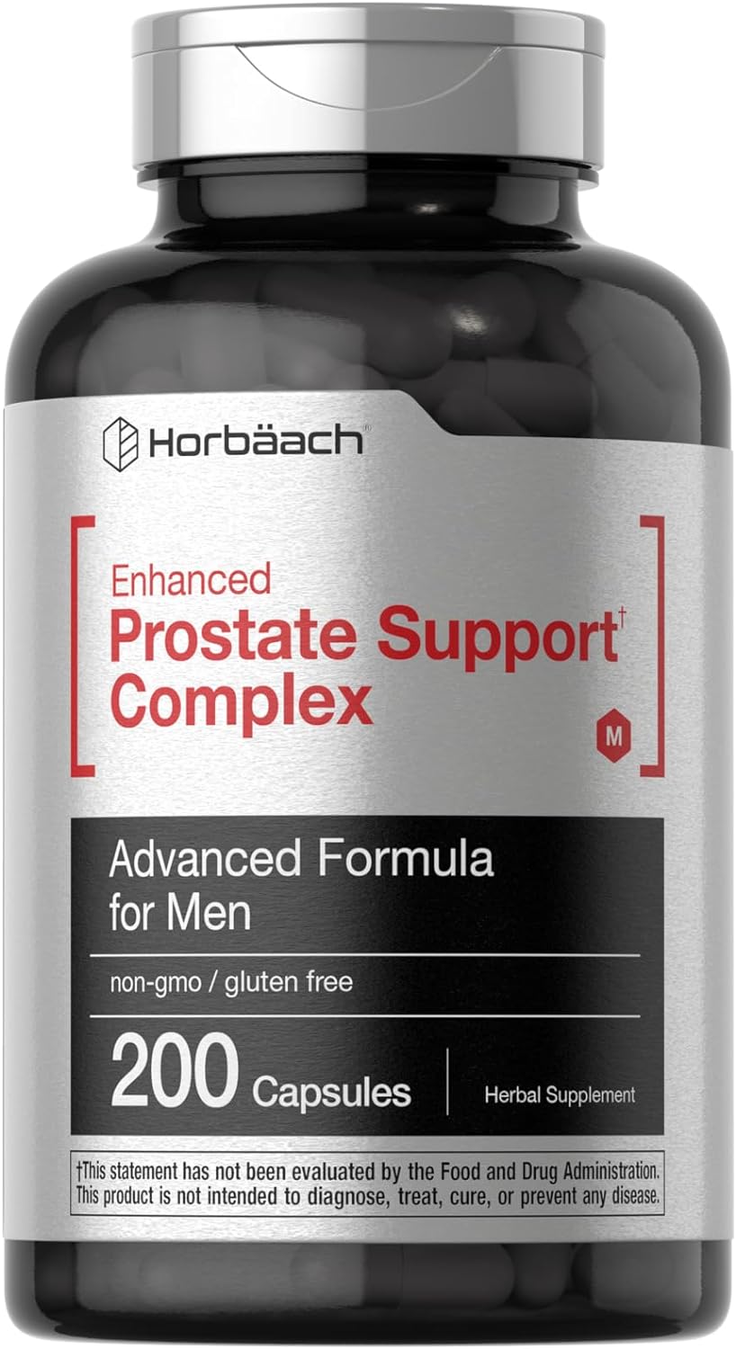Horbaach Prostate Supplement for Men | 200 Capsules | Advanced Complex with Saw Palmetto, Pygeum, Stinging Nettle | Non-GMO and Gluten Free