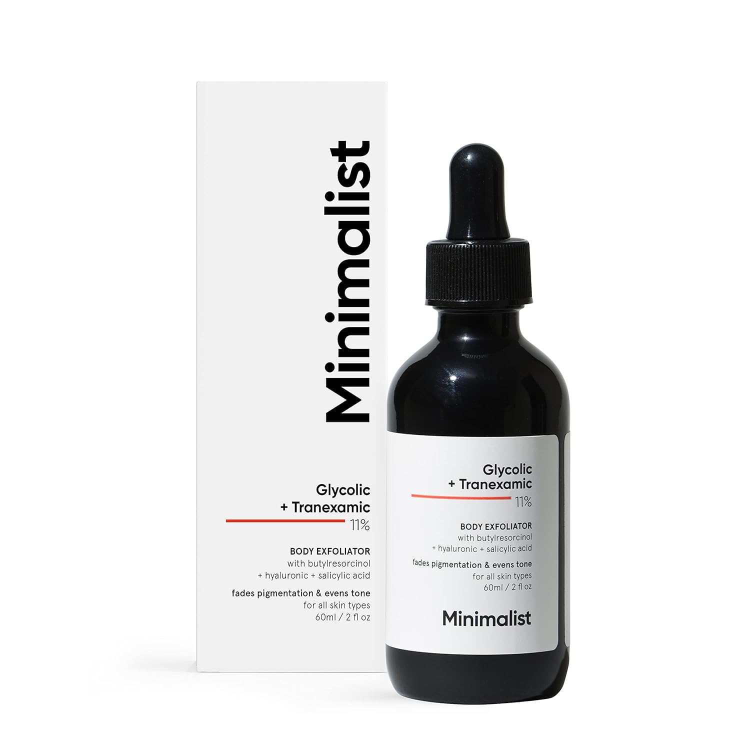 Minimalist KP Bump Eraser for Keratosis Pilaris (Strawberry Legs/Skin) | 11% Glycolic & Tranexamic Acid Body Exfoliator | Reduces Hyperpigmentation | For Women & Men | 2 Fl Oz / 60 ml