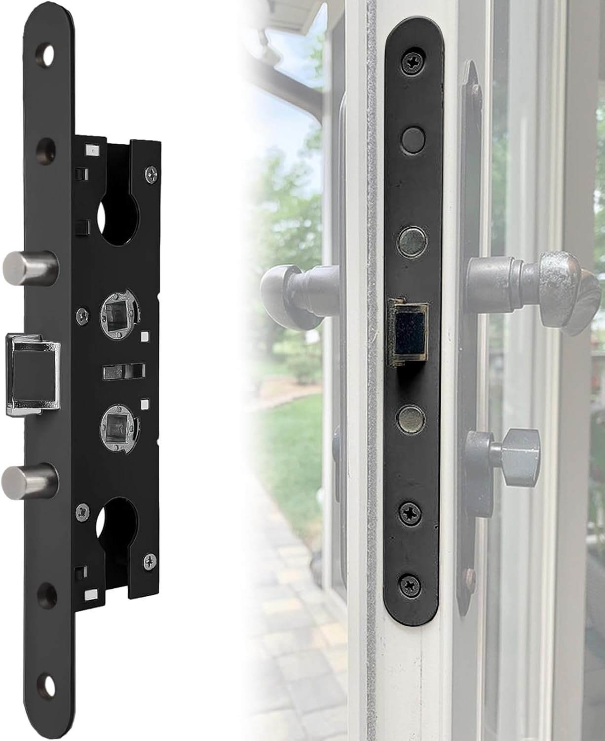 2-Point Bolt Mortise Lock Body Replacement for Pella Storm Door (Lock Mechanism Only) - Black