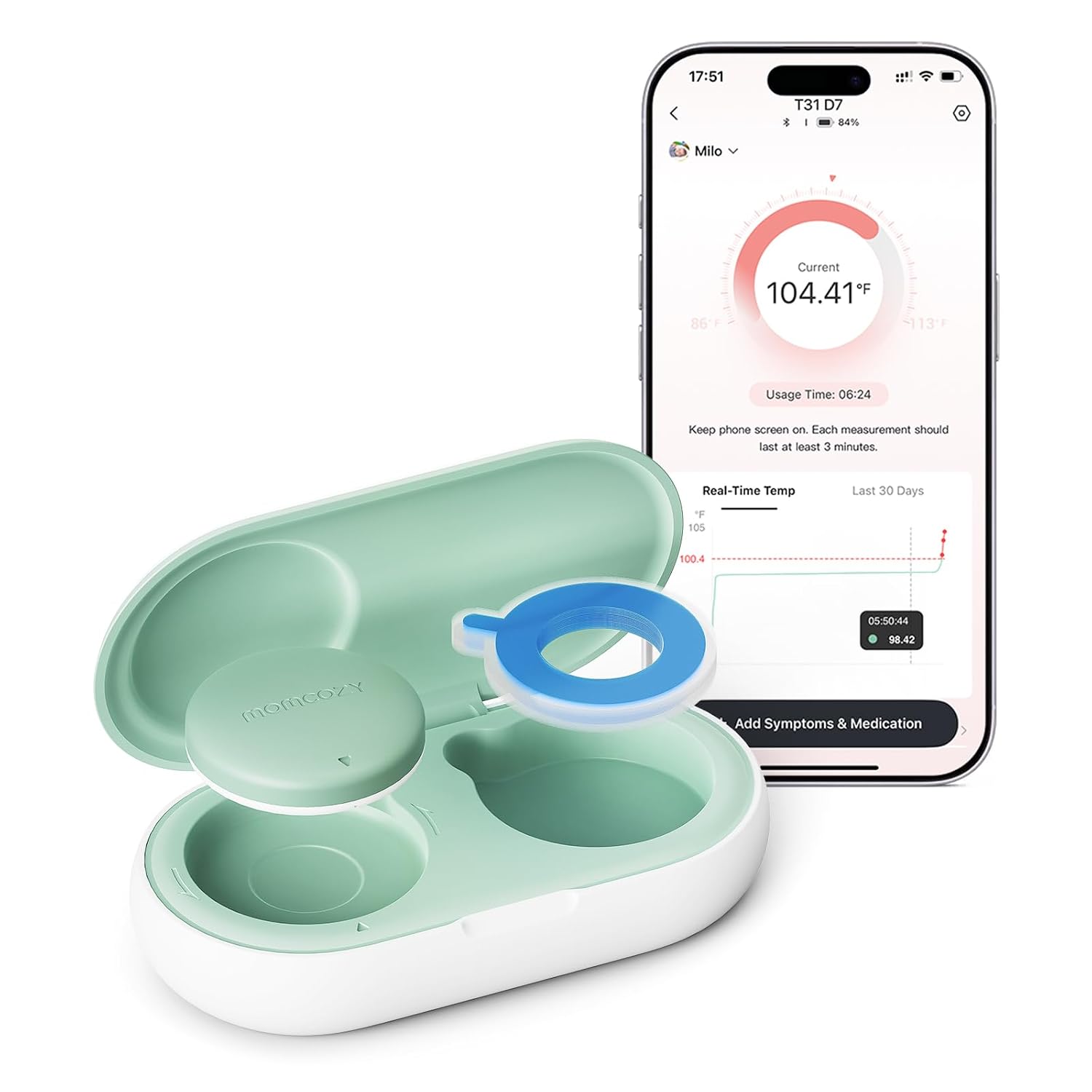 Momcozy Wearable Digital Thermometer for Baby, Continuous App Monitoring