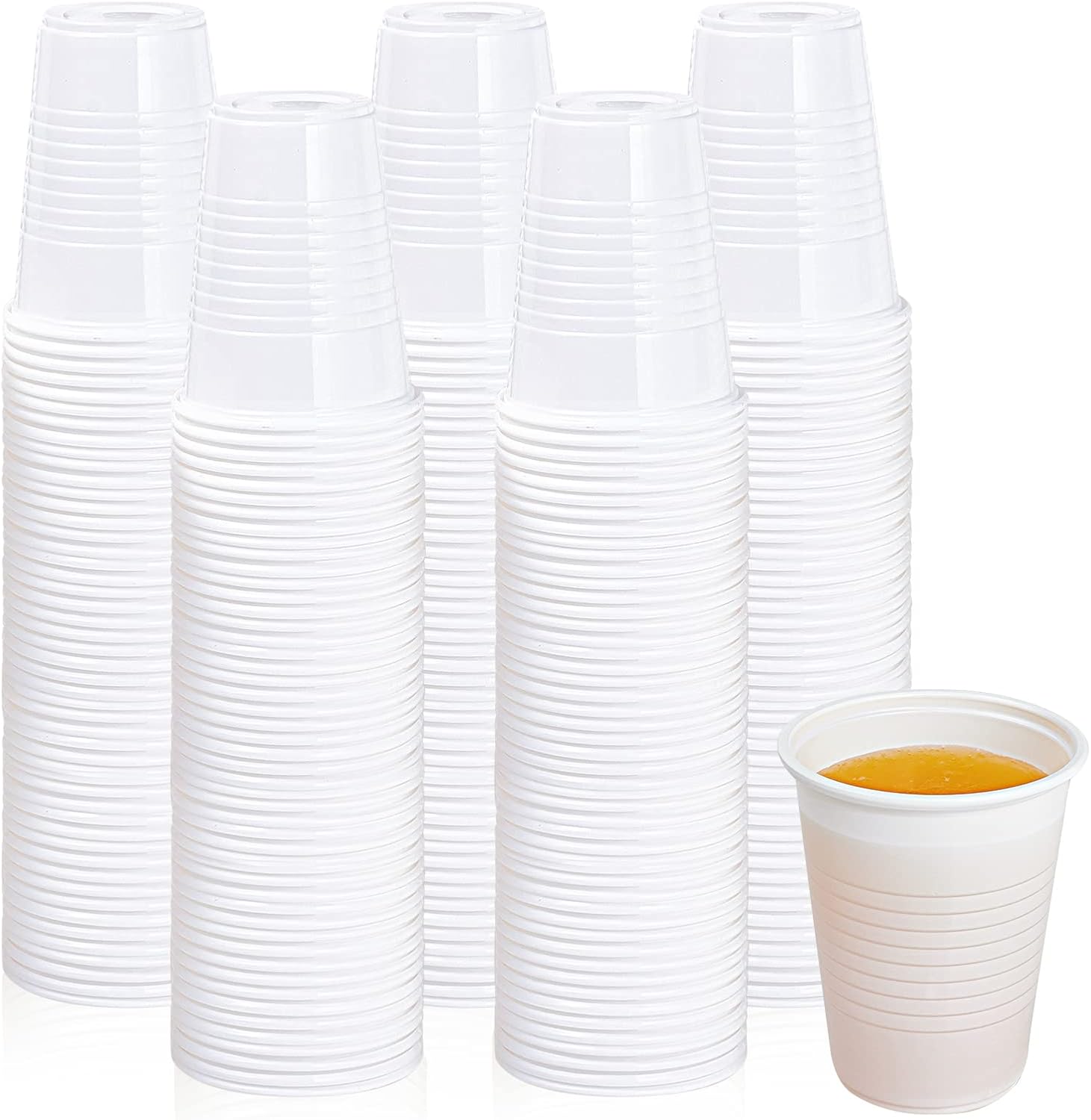 Lilymicky 500 Pack 5 oz Disposable Plastic Cups, Small Plastic Drinking White Beverage Tumbler for Tasting, Drinking and Party