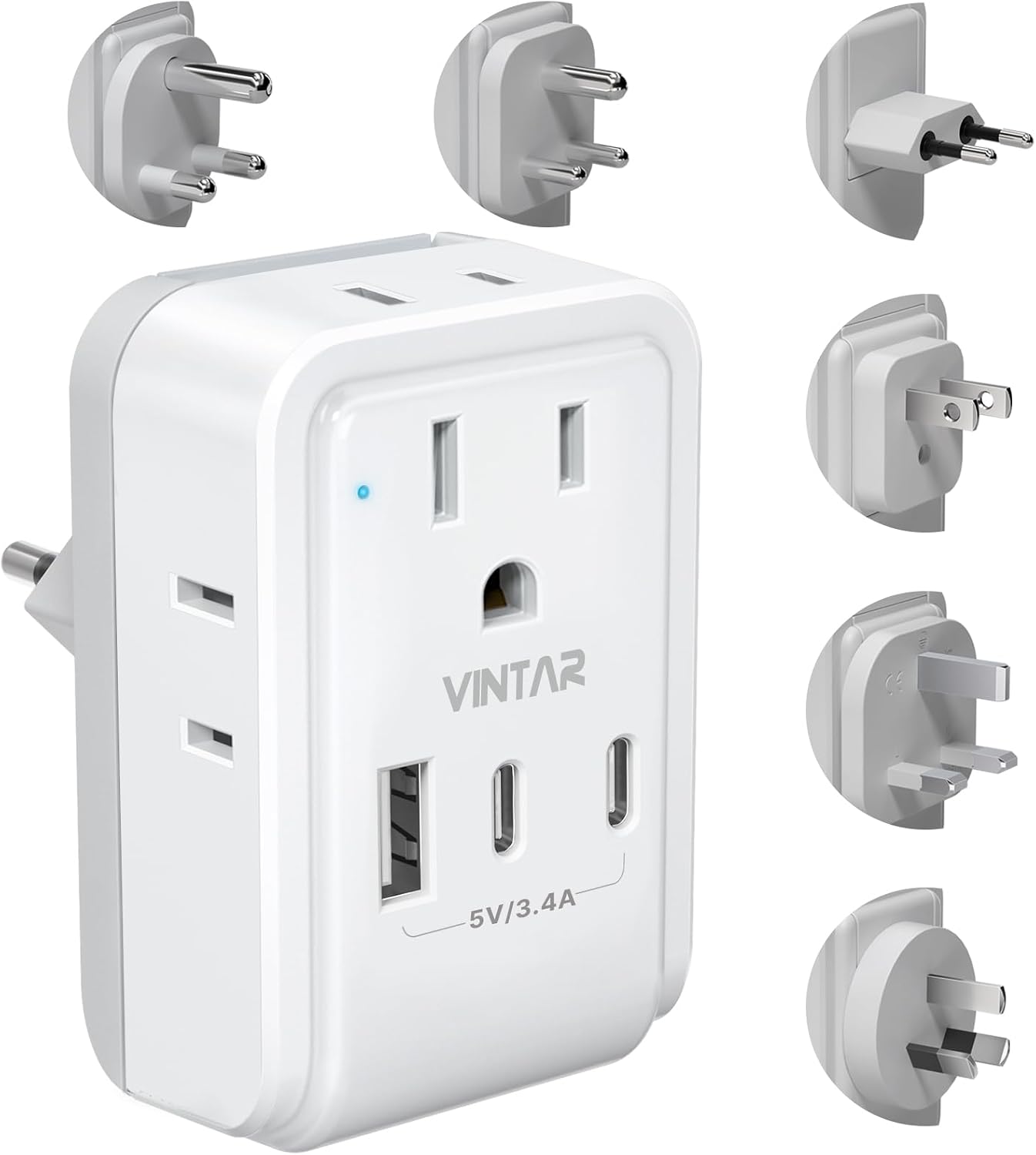 VINTAR Universal Travel Adapter Kit, Type A,C,G,D,I,M Detachable Plug