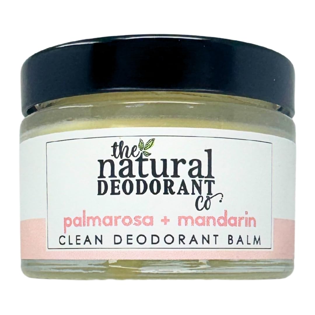 The Natural Deodorant Co, Clean Deodorant Balm Palmarosa + Mandarin 55g | Aluminum Free, Plastic Free, Natural Ingredients, Effective All Day Protection