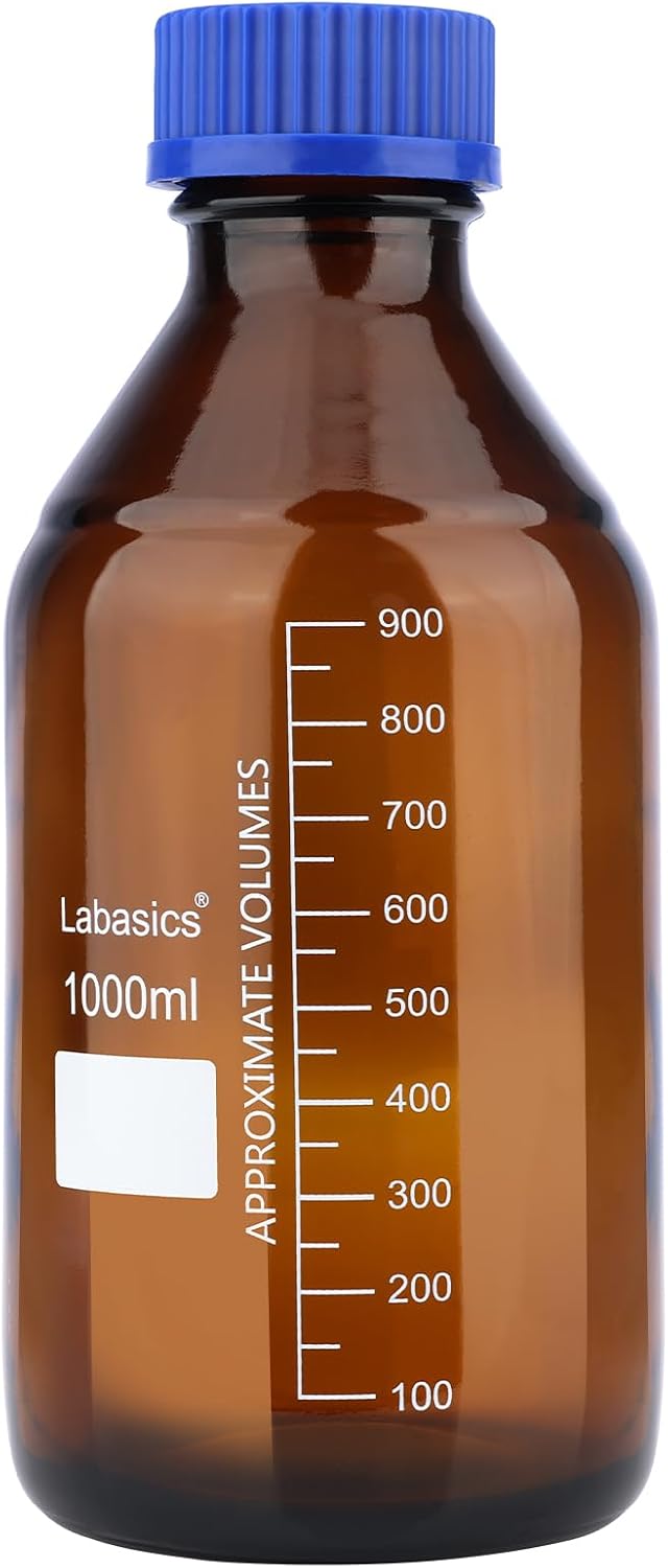 Labasics Amber Reagent Storage Bottle, Graduated, PP Screw Cap, 1000 ml