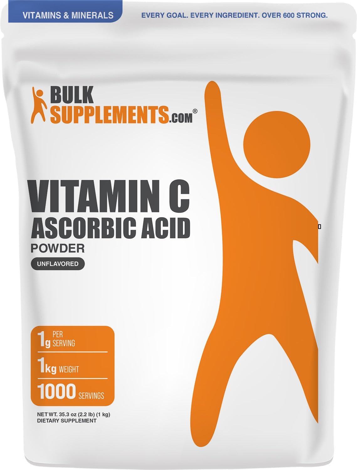 BulkSupplements.com Ascorbic Acid (Vitamin C) Powder - 1KG (Pack of 1)