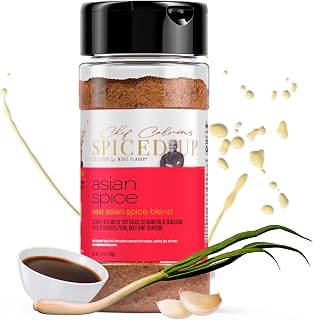 Spiced Up by Chef Calvin - All Purpose Seasoning with Natural Herbs & Spices 5.6 oz/160 g - East-Asian Style Blend for Cooking Meat, Seafood, Veggies - Soy Sauce, Sesame Oil, Citrus and Scallions