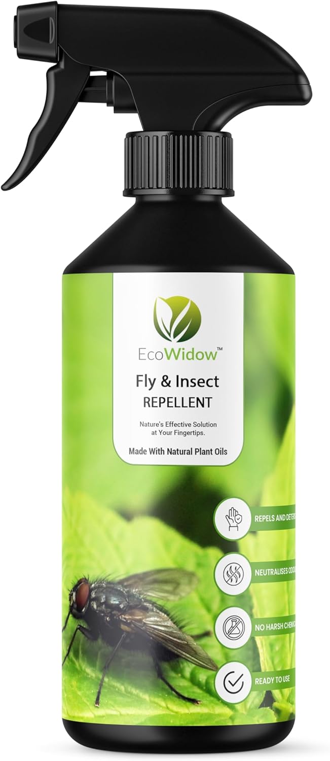 EcoWidow Insect Repellent Fly Spray with Citronella Oil - Natural Plant Oils & Essential Oils, Fast-Acting Multi-Insect Solution, Eco-Friendly for Indoor/Outdoor Use, Humane & Effective 500ml