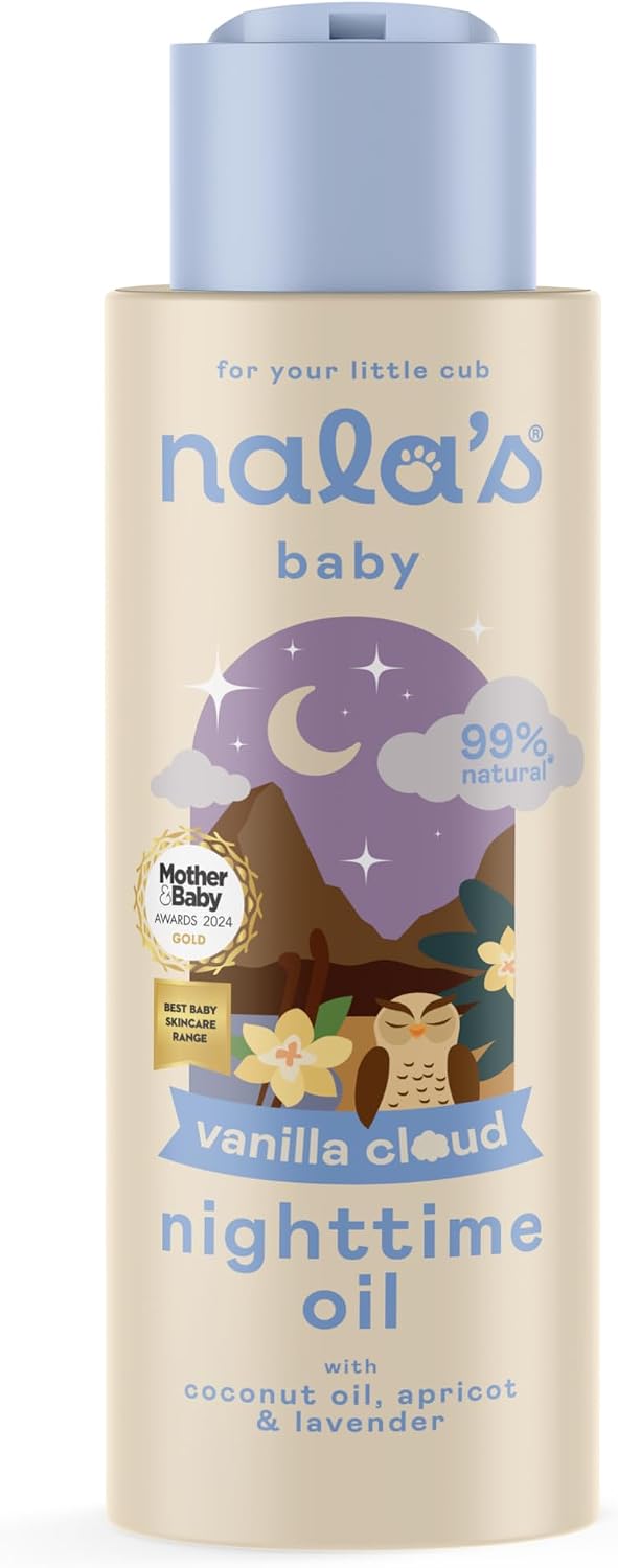 Nala's Baby Nighttime Oil Vanilla Cloud | Award-winning |99% Natural | Paediatrician-approved | Shea Butter, Cocoa Butter and Camomile | Vegan | 400ml | Nalas Baby