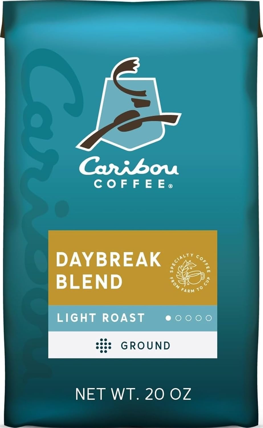Caribou Coffee, Light Roast Ground Coffee, 100% Arabica Coffee - Daybreak Morning Blend 20 Ounce Bag
