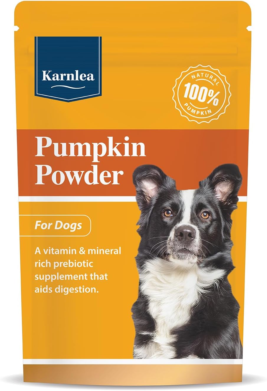 Karnlea Pumpkin Powder for dogs | 100% Pure Pumpkin Powder Dog Food Topper | Makes Puree For Gut Health, Fibre, Healthy Stools, Prebiotic, Scooting |100g