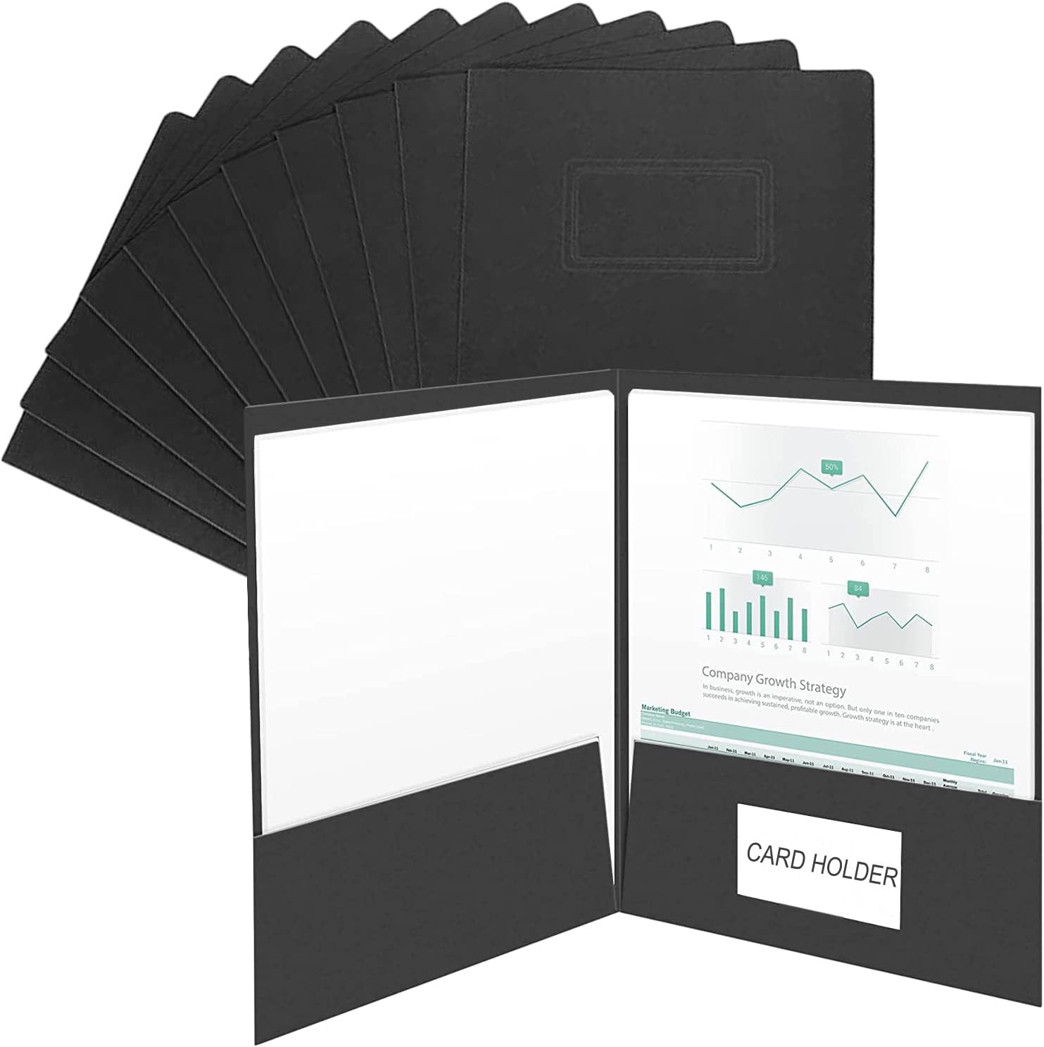 10pcs Easy-Access A4 Paper Folder with 2 Pockets Report File Presentation Project Folders with Card Holder Document Portfolios File Jackets Paperwork Organizer Pockets Folder for Office School Home