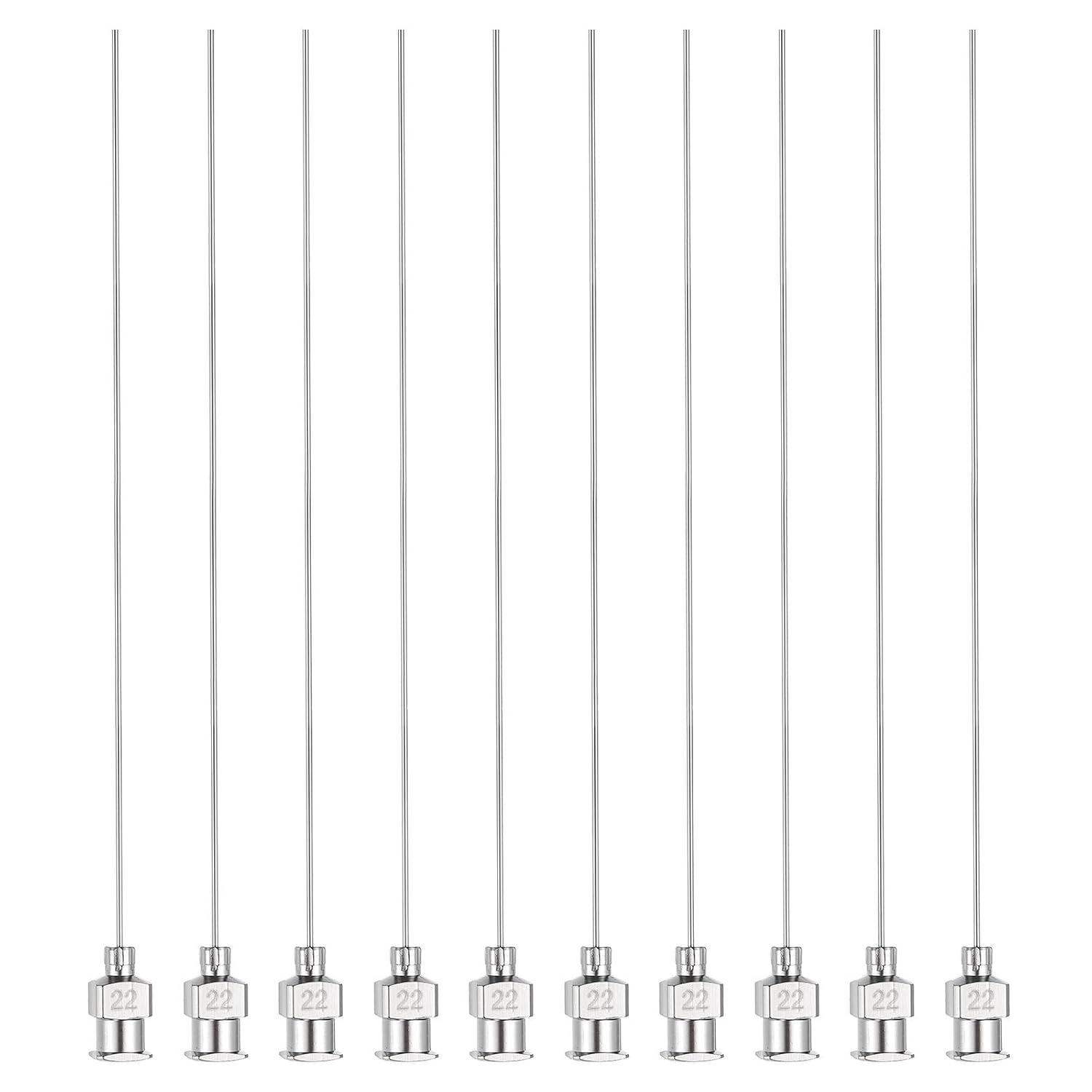 HARFINGTON 10pcs Dispensing Needles 22 Gauge 4 Inch Stainless Steel Blunt Tip Luer Connector for Refilling Glue Oil Thick Liquids Ink Lab Use, Silver