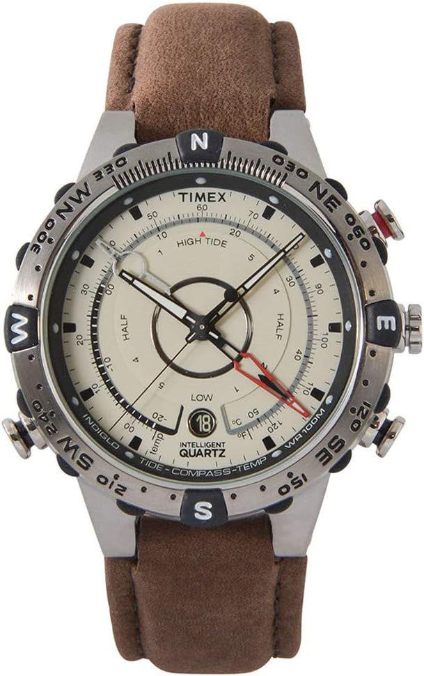 Timex Intelligent Quartz Men's Quartz Strap Watch with Yellow Dial Analogue Display and Brown Leather