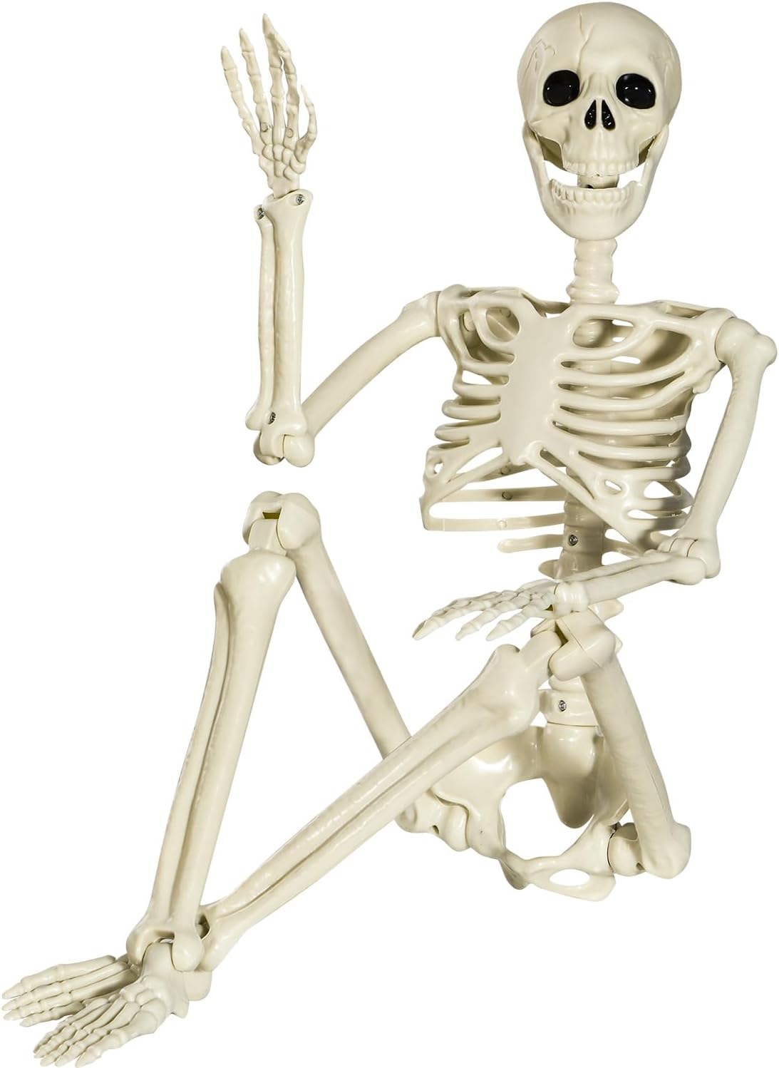 Halloween Posable Skeleton - 90cm Full Body Halloween Skeleton with Movable Joints for Halloween Outdoor Indoor Garden House Patio Decorations (90cm)