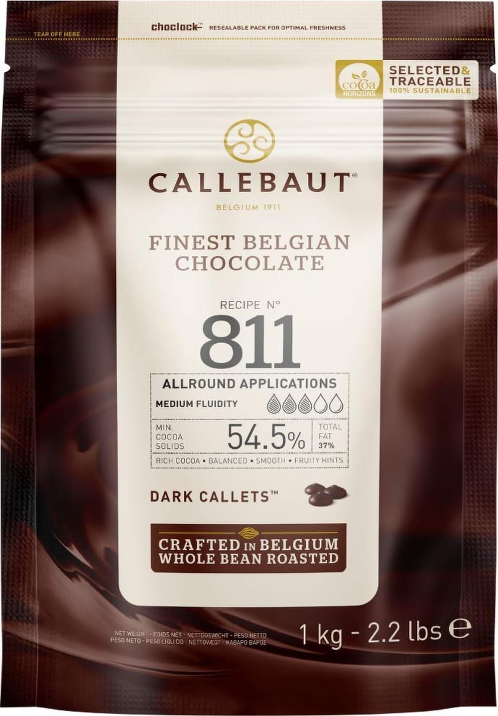 Callebaut No. 811 Finest Belgian Dark Chocolate Callets 1kg Bag