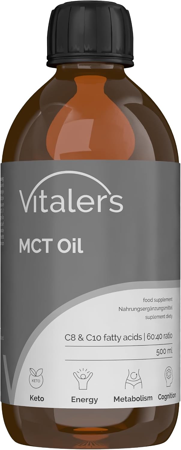 Vitaler's Natural MCT Oil - 500 ml, Vegan, 1 Month of Supplementation, No Preservatives, Pure Composition