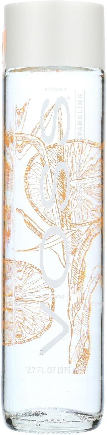 VOSS Tangerine Lemongrass Sparkling Flavoured Water, Voss Sparkling Water, 375ml Glass Recyclable Bottle