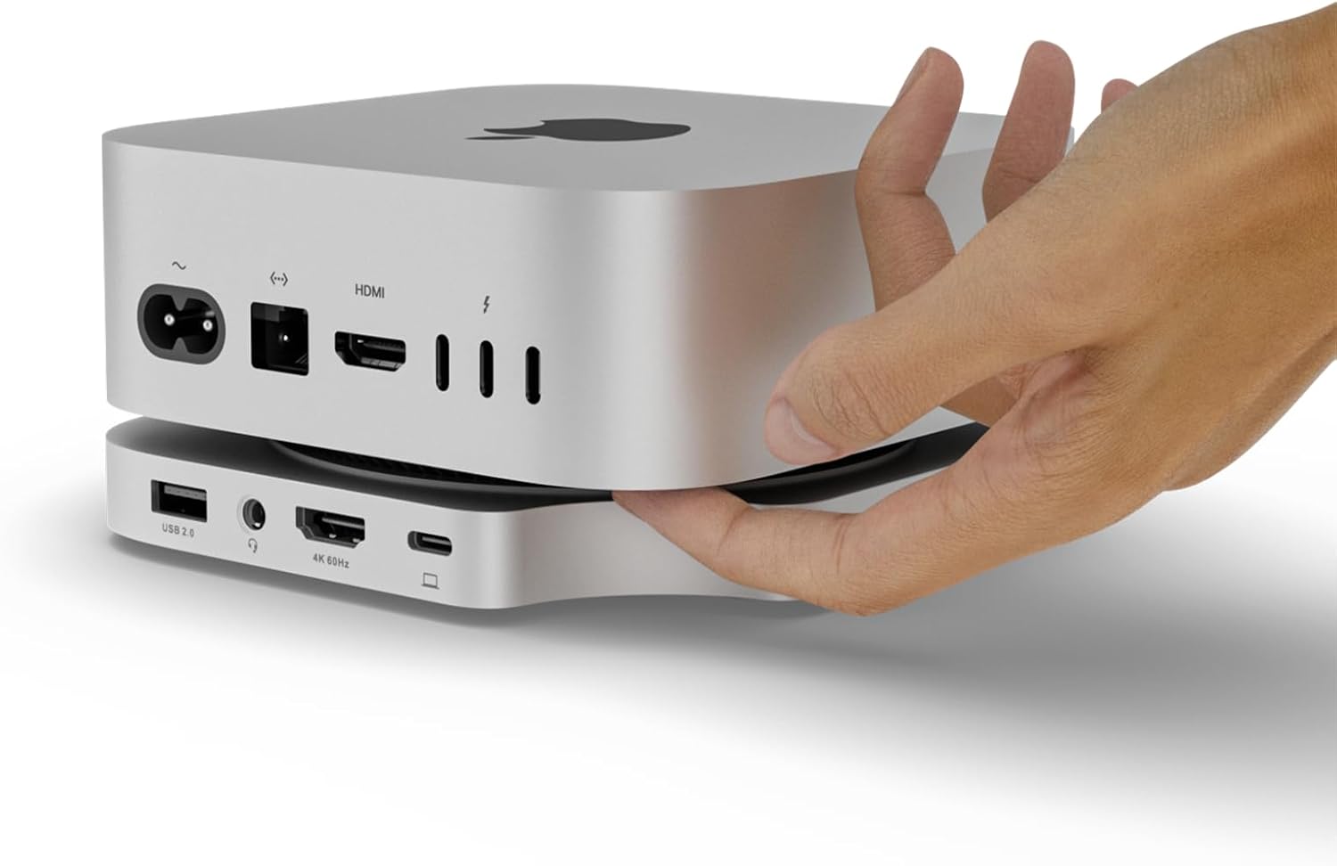 Minisopuru iExpandMate MINI4PRO Mac mini M4 Dock with 4K@60 HDMI, 4TB M.2 NVMe SSD Enclosure, Mac mini Hub & Stand for Mac mini M4 and M4 Pro 2024 (TF/SD Slot, 3* USB-A 2.0, Audio) | Silver