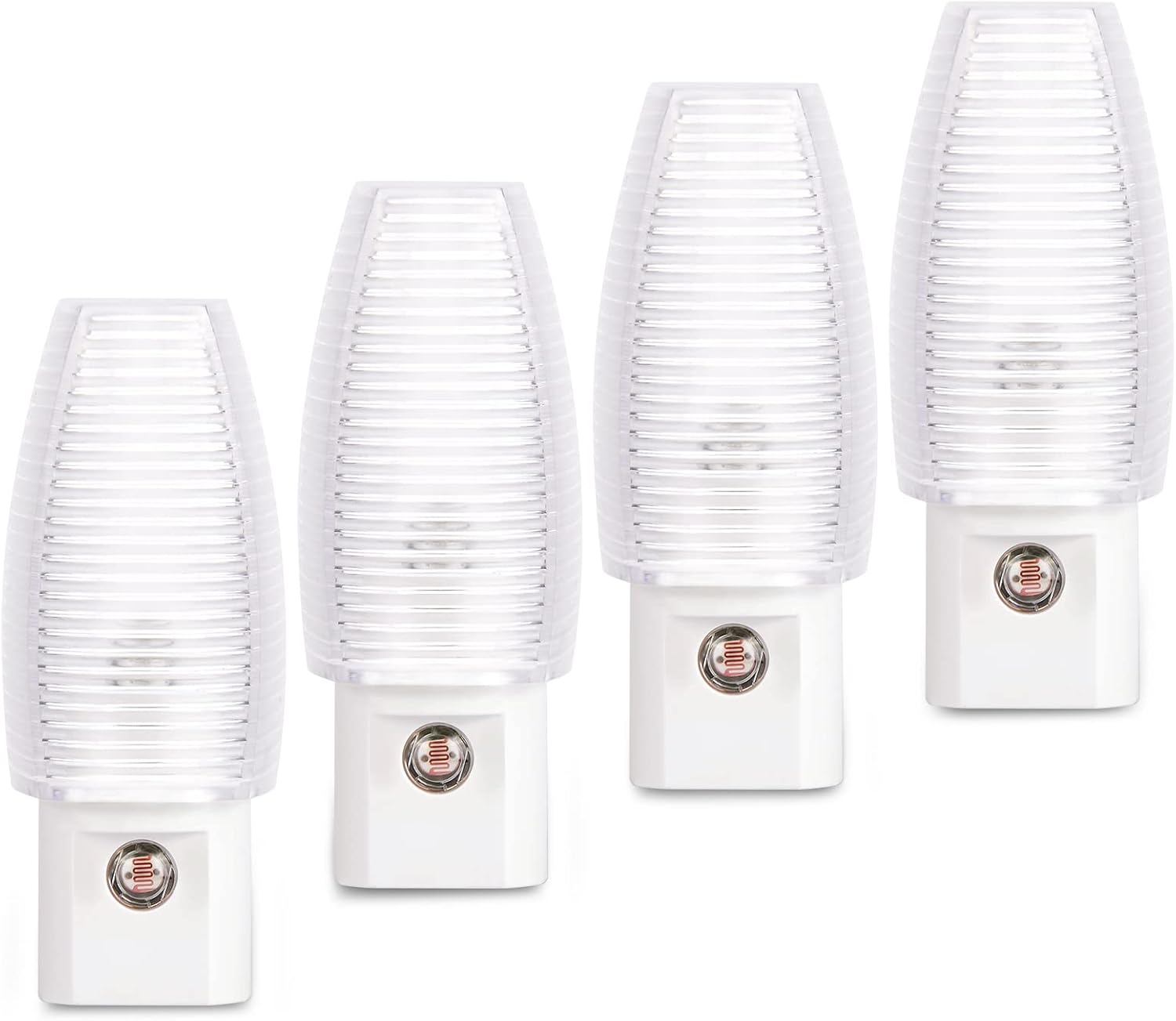 Emotionlite Plug in Night Light, Warm White LED Nightlight, Dusk to Dawn Sensor, Kids, Nursery, Bedroom, Bathroom,Hallway, Stairs, Kitchen, 4 Pack
