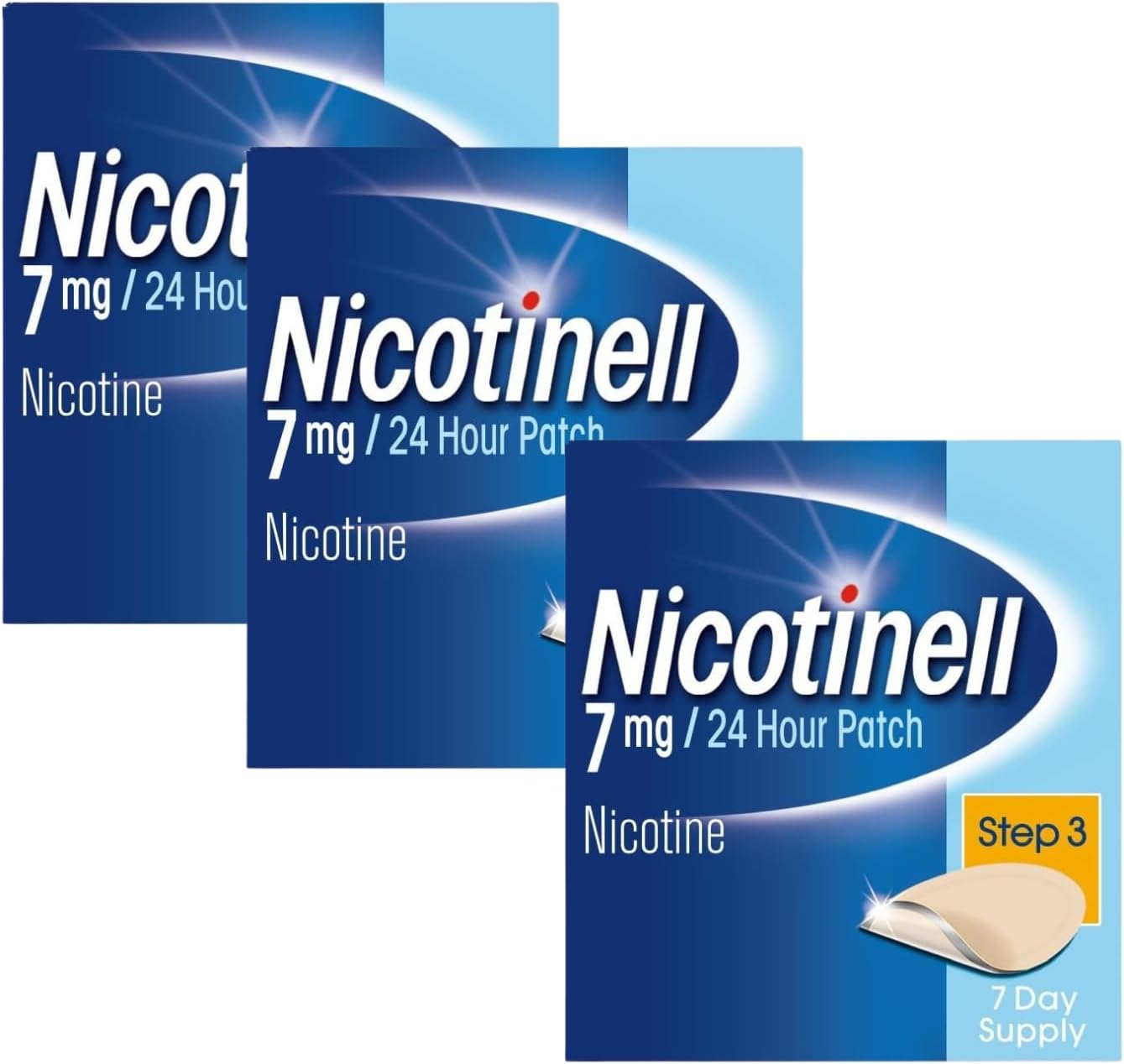 Nicotinell Nicotine 7mg Patch (3 x Pack of 7), Nicotine Patches, Stop Smoking Aid, 24h Craving Control, Step 3 for Light Smokers, Quit Smoking Aid