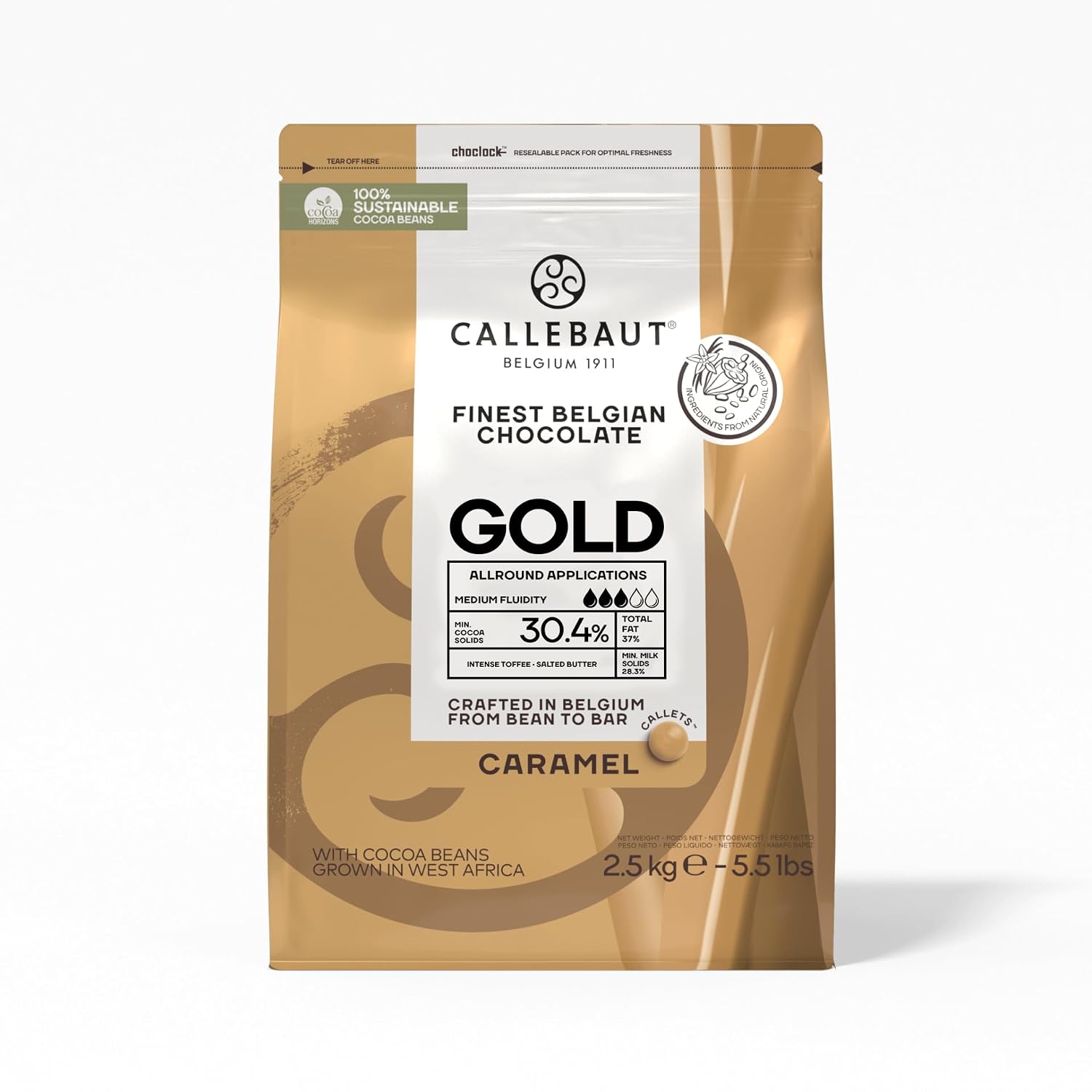 Callebaut Gold Finest Belgian Chocolate Callets 2.5kg Bag