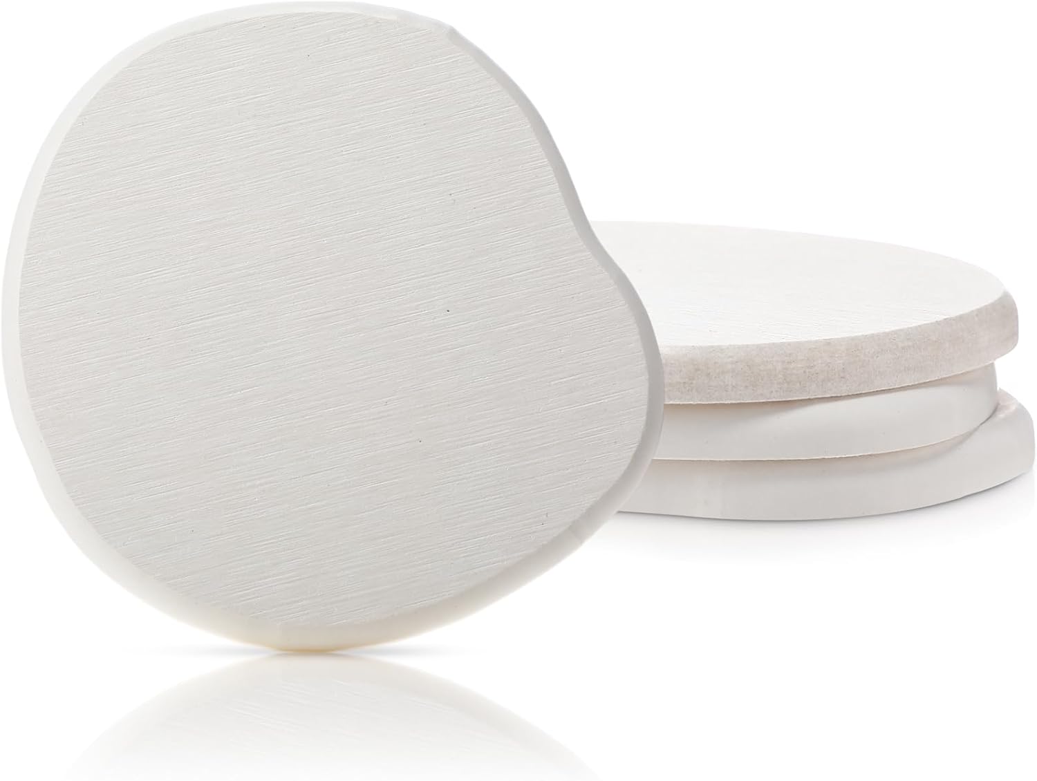 Diatomaceous Earth Coasters Set of 4,Cool Absorbent Quick-Dry Drink Coasters for Desks, Cute Modern Stone Design with Stylish White Aesthetic (4, White)