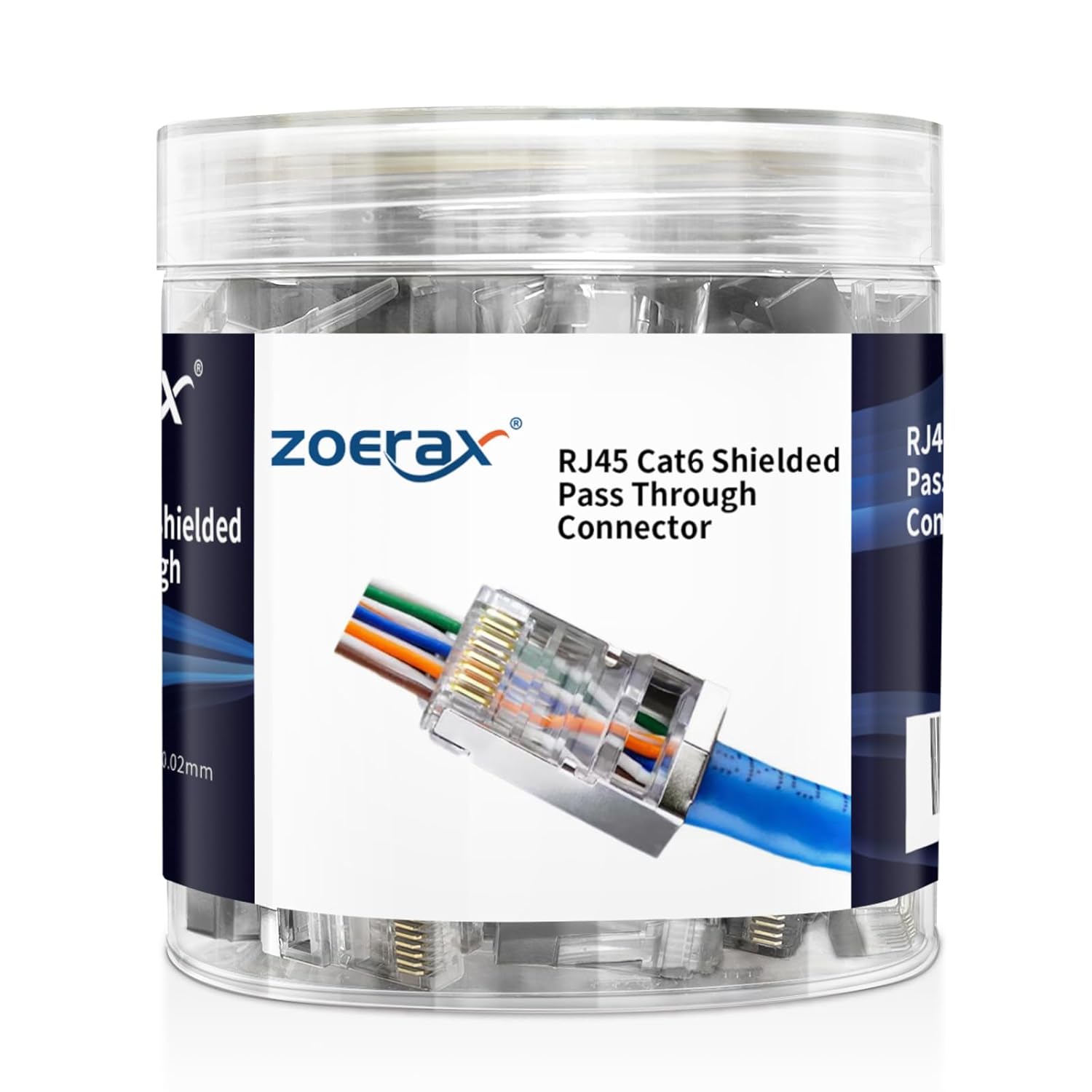 100-Pack RJ45 Cat6 Pass Through Connector Shielded RJ45 Modular Plugs for Solid or Stranded FTP/STP Ethernet Cable